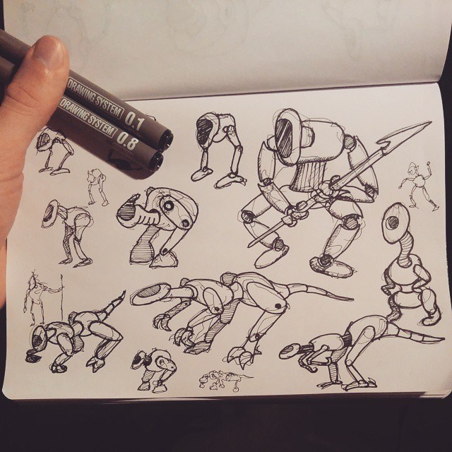 @weekly_drawing_challenge 
Week 1: Robots! #wdc1501

I made some robots sketches with fineliners in 